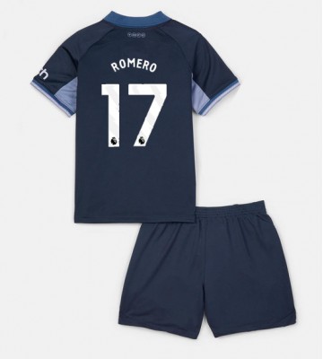 Tottenham Hotspur Cristian Romero #17 Koszulka Wyjazdowych Dziecięca 2023-24 Krótki Rękaw (+ Krótkie spodenki)